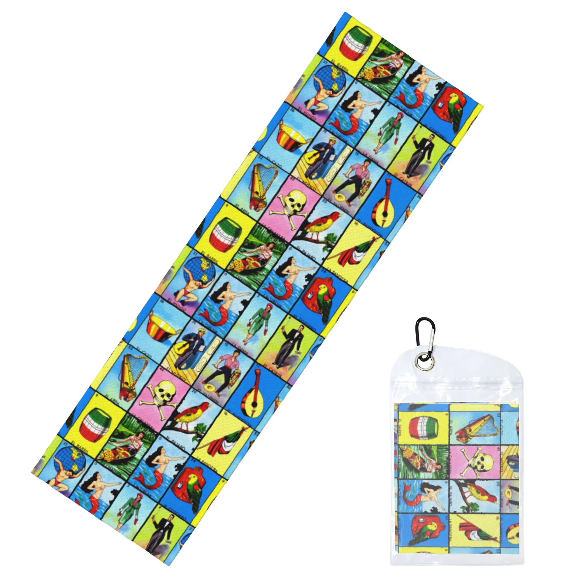 Toalla de Ejercicio Fría, Toalla Facial, Toalla de Baño Transpirable de Secado Rápido, Toalla Fría con Diseño de Lotería Mexicana y Bingo