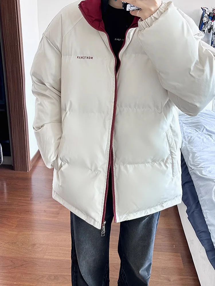 

Ankela Thiened Winter Jaet Red Stand Collar down Cotton Men's Sle Bread Coat Cleanfit Couple Cotton Clothes Polyester F...