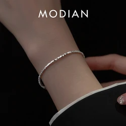 Modian Genuine 100% 925 Sterling Silver Simple Geometric Design Bracelet for Girls Trendy Women Basic Chain Fine Party Jewelry