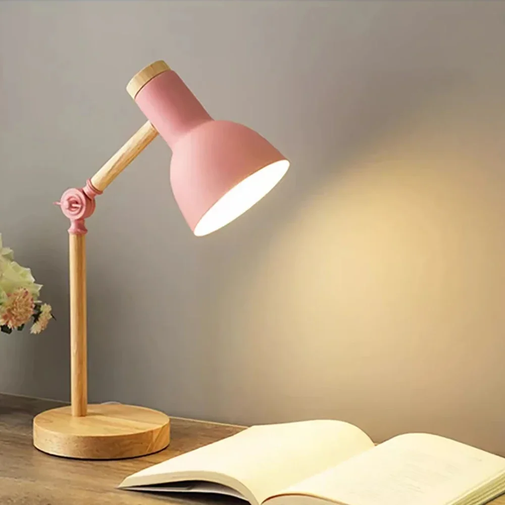 Imagem -02 - Nordic Macaron Led Table Lamp Desktop Lights Quarto Cabeceira Estudo Sala de Estar Simples Mesa de Leitura Decoração Iluminação Ajustável