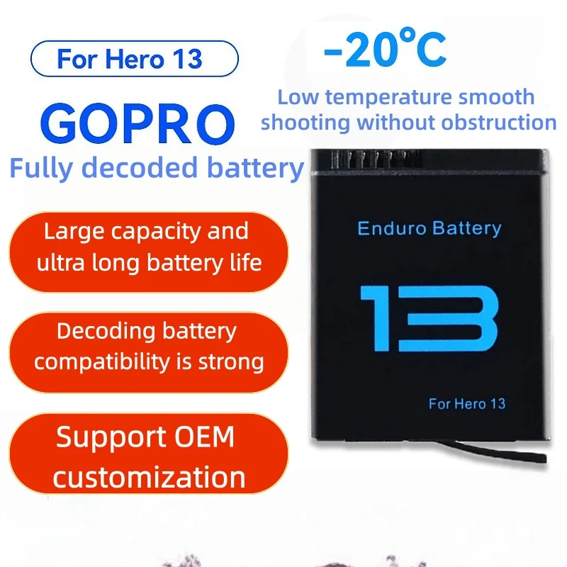 Hero13 3.89V Camera Battery for GoPro13 Action Camera - Full Decoding No Popup High Capacity Long-Lasting Lithium Battery