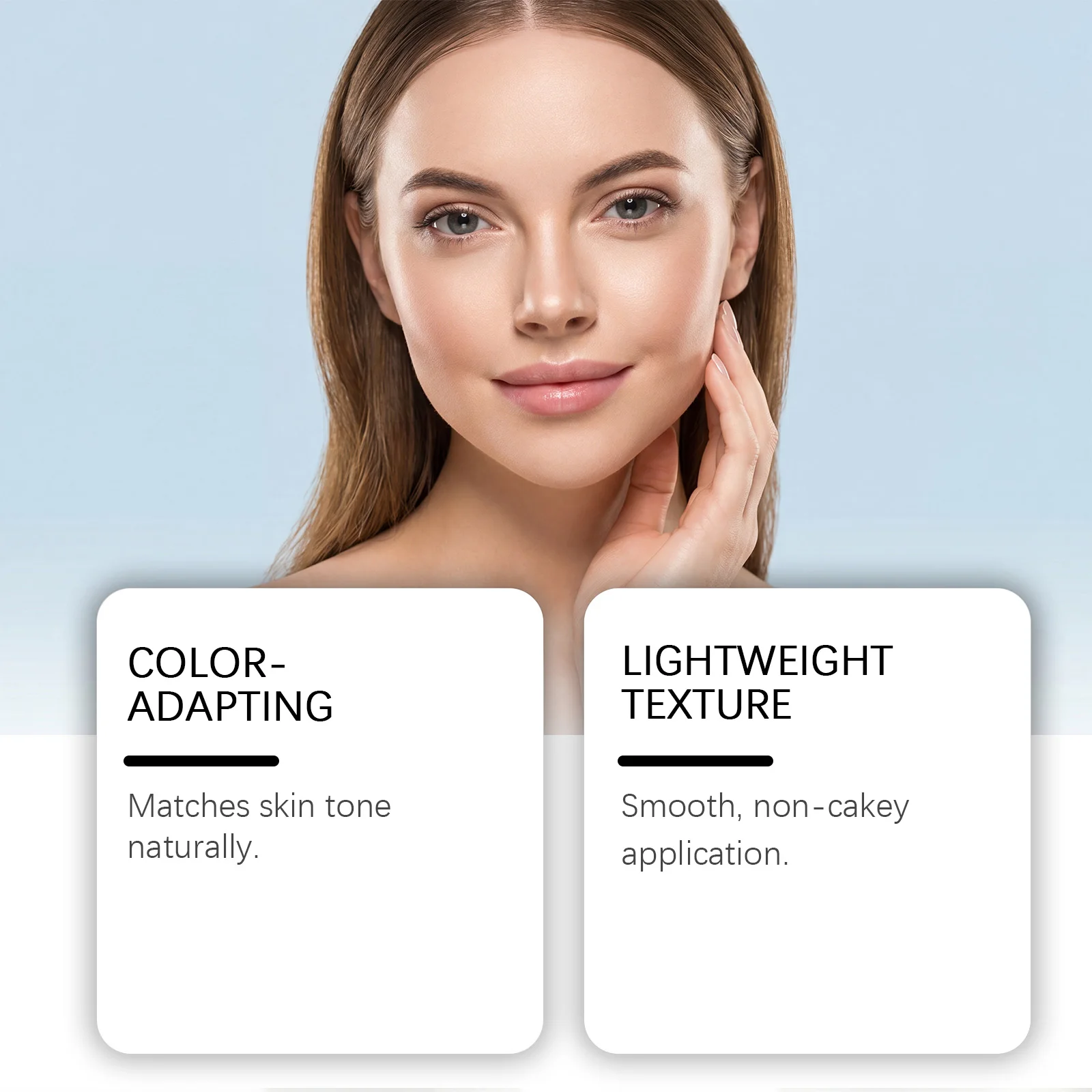 Color‑Adapting Light‑Coverage Foundation Breathable Makeup Cream Soft Daily Make-Up Look Natural Skin‑Tone Matching Liquid Base