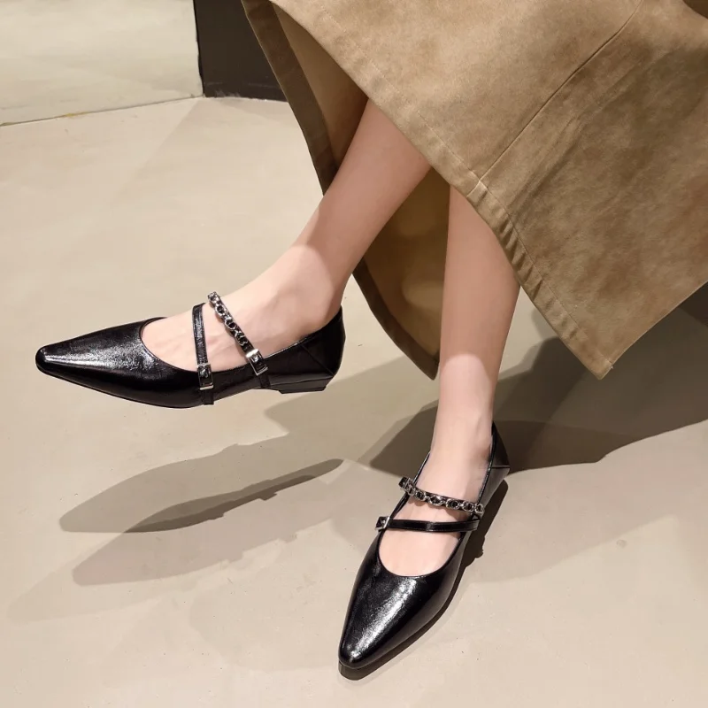 Novo estilo prata boca rasa sapatos de camada única feminino salto baixo retro elegante commuter salto grosso mary jane sapatos femininos