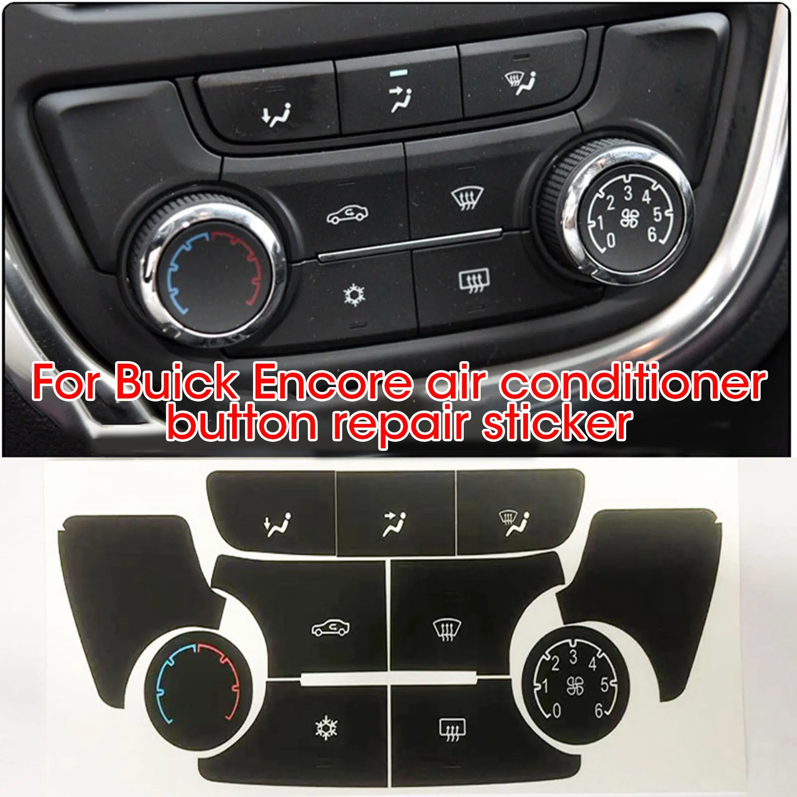 

1 Set Car A/C Air Condition Climate Control Black Button Repair Decal Sticker Set For Buick For Verano For Encore