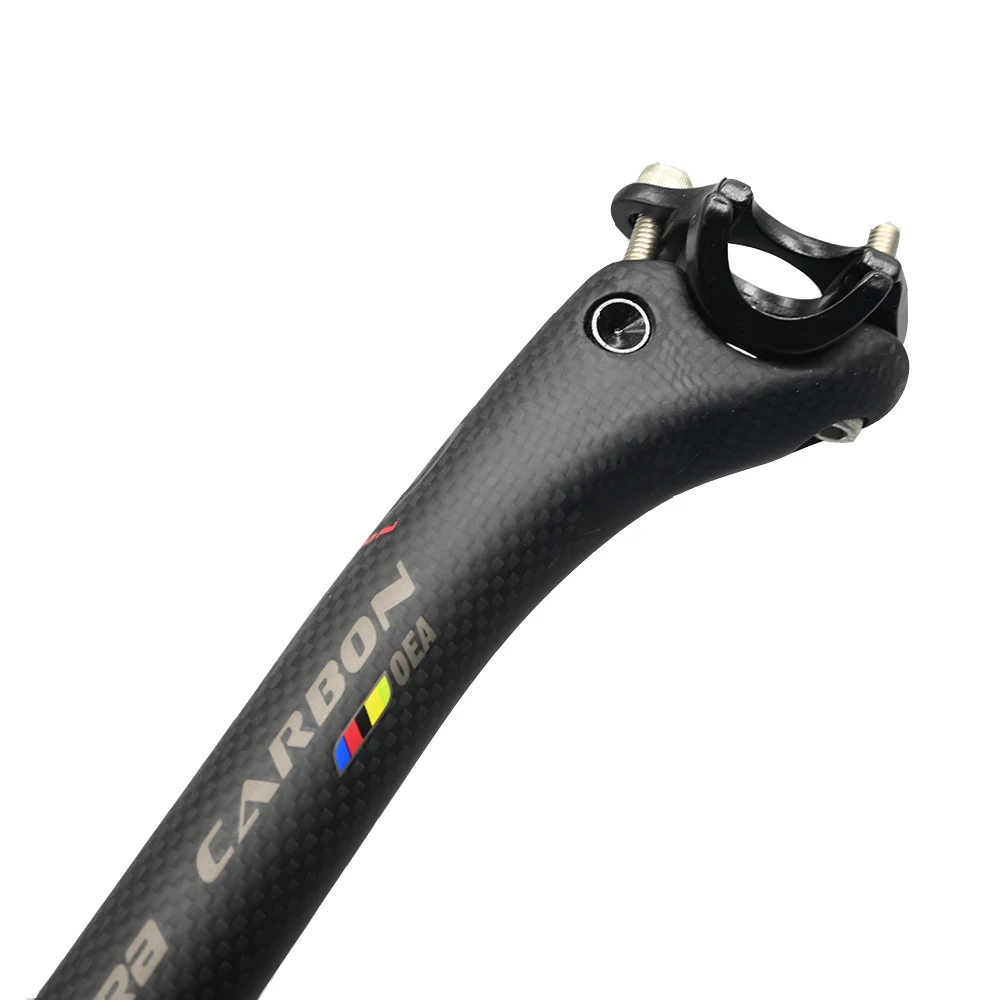 MTB용 매트 블랙 카본 시트포스트, 로드 바이크 시트 포스트, 자전거 부품, 27.2mm, 30.8mm, 31.6mm, 길이 400mm