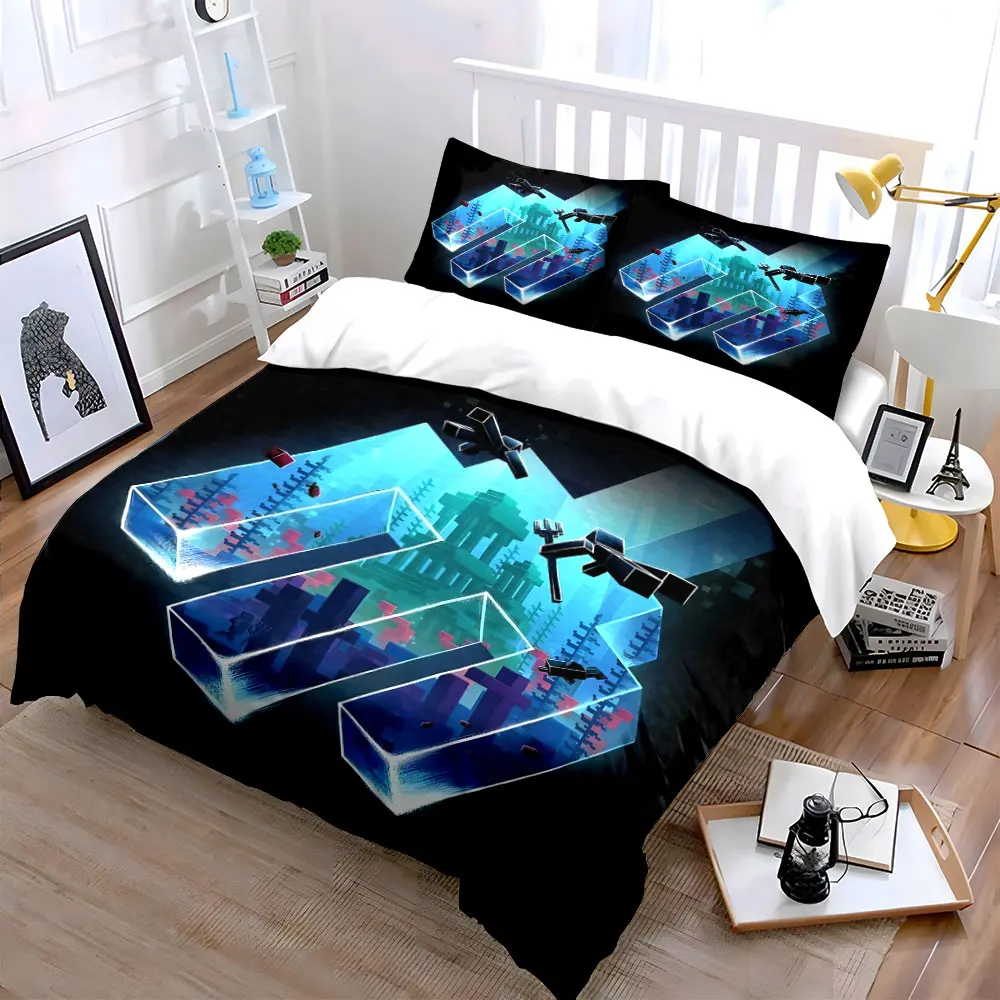 Underwater Ruins Adventure Scene Bedding Set for Kids Luxury Gift 3pcs Digital Print Comforter Set Soft Comfortable Breathable