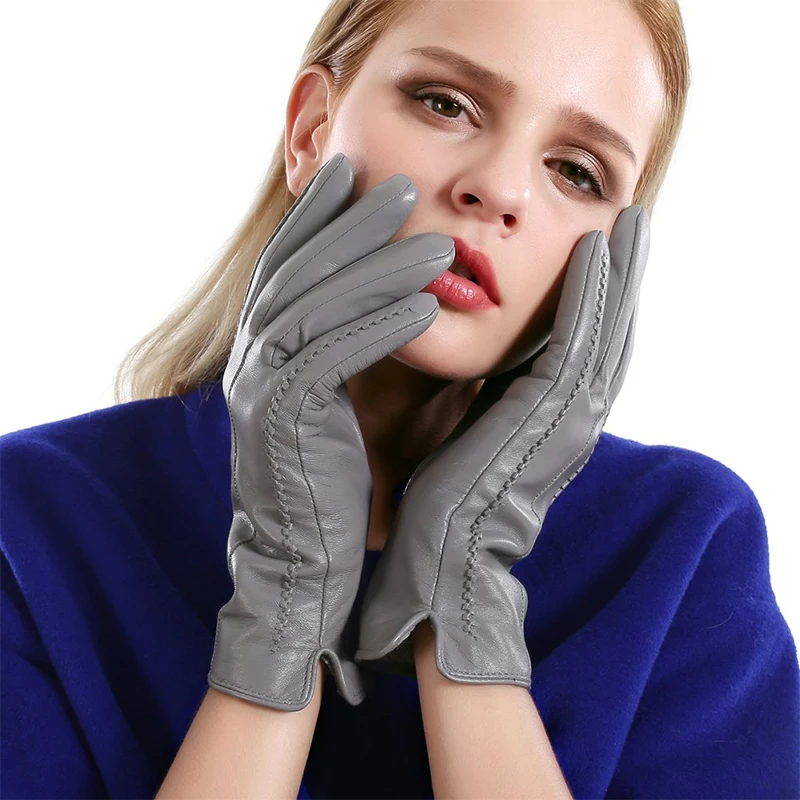 Guantes de piel de oveja para mujer, manoplas de piel de oveja, varios colores, gloves-2226C de alta calidad