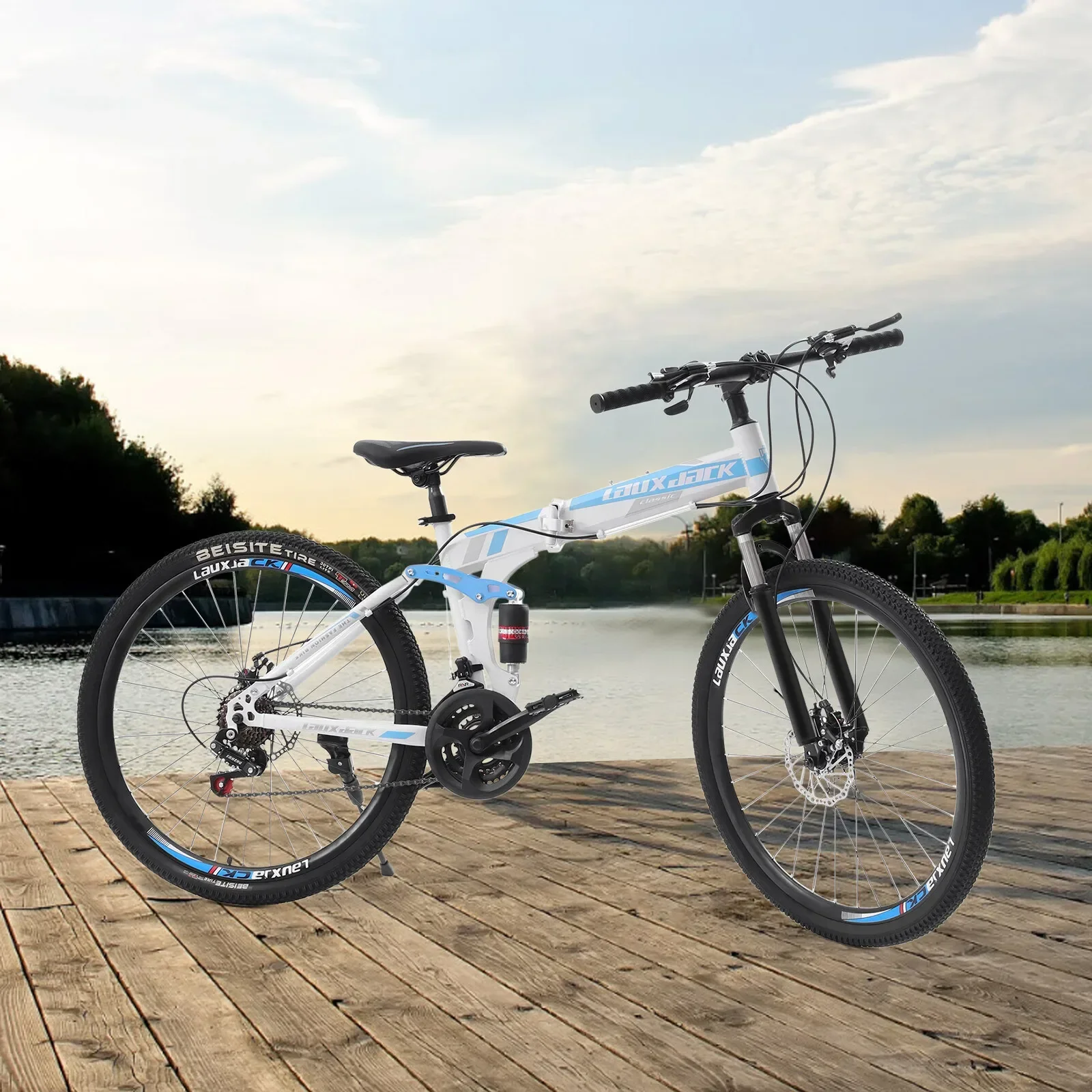 دراجة جبلية قابلة للطي مقاس 26 بوصة للرجال - 21 سرعة لجميع التضاريس مع فرامل قرصية مزدوجة