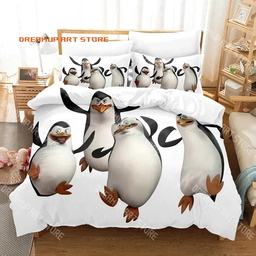 2026 3D Print Madagascar Cartoon Penguin Bedding Set Single Twin Full Queen King Size Bed Set Adult Kid Bedroom Duvetcover Set