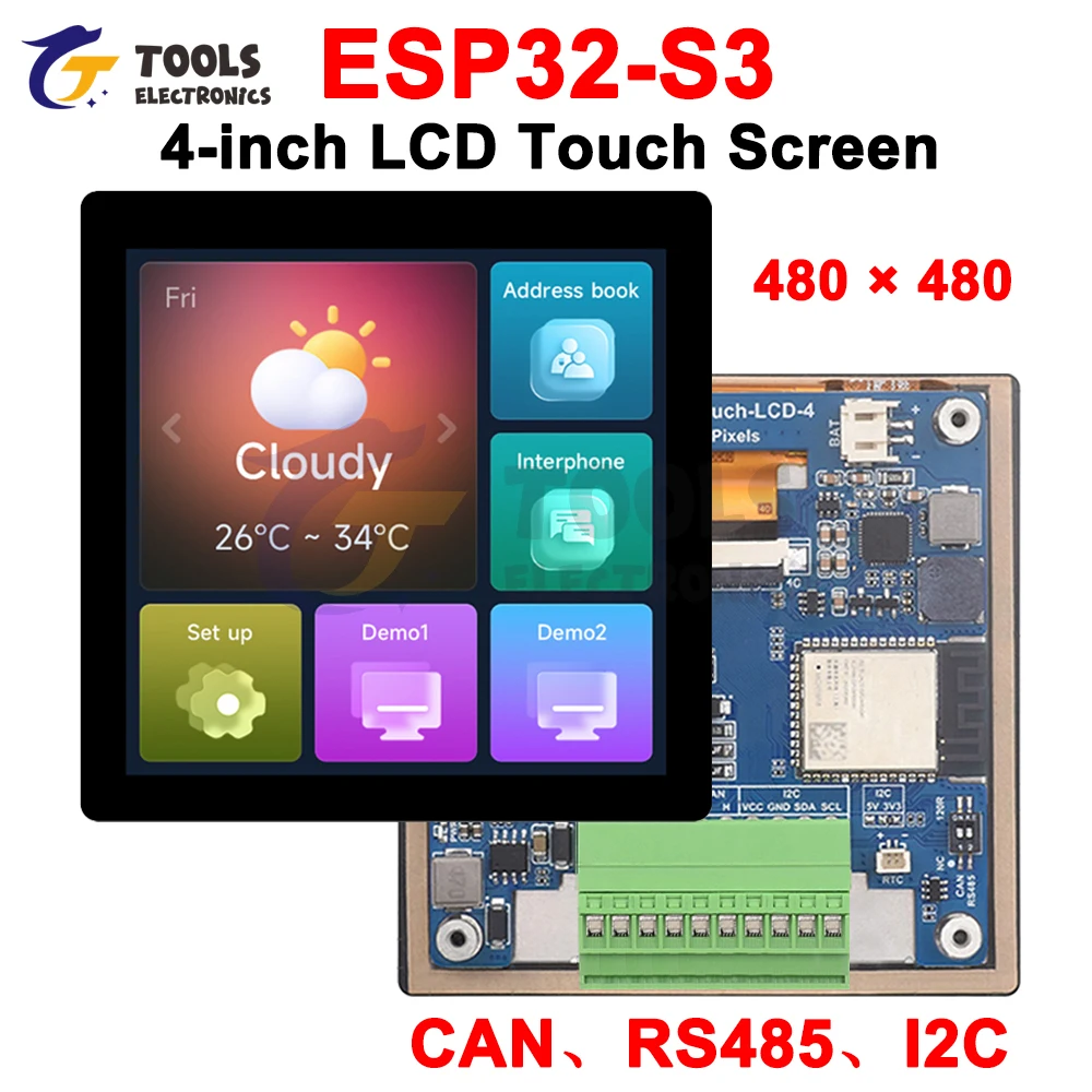 

ESP32-S3-Touch-LCD-4 ESP32-S3 4-inch LCD Capacitive Touch Screen 32-Bit LX7 Dual Core Processor Wifi Bluetooth Development Board