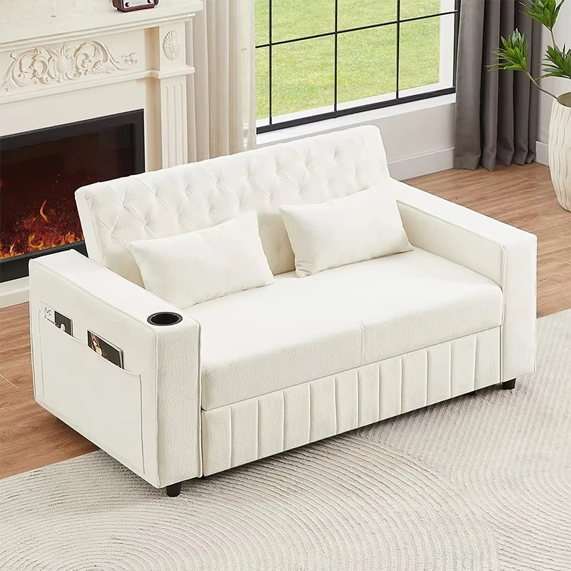 New modern style sofa with adjustable backrest 2-seat pull-out sofa bed with storage space Living room furniture