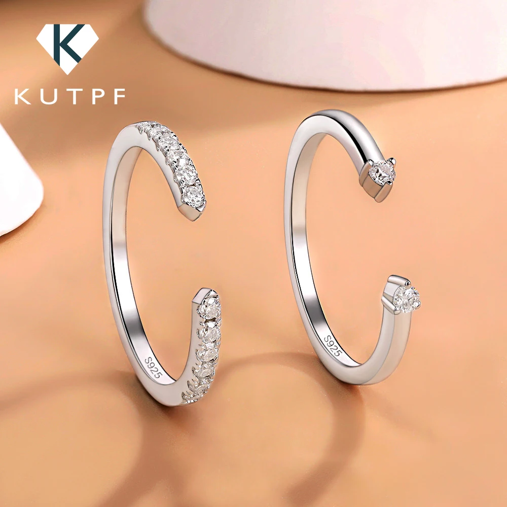 1,6/2 mm Pełne diamentowe pierścionki z moissanitem Otwarte pierścionki z możliwością układania w stosy Eternity Band do głównej obrączki ślubnej 925 Srebrny pierścionek ślubny dla kobiet i mężczyzn