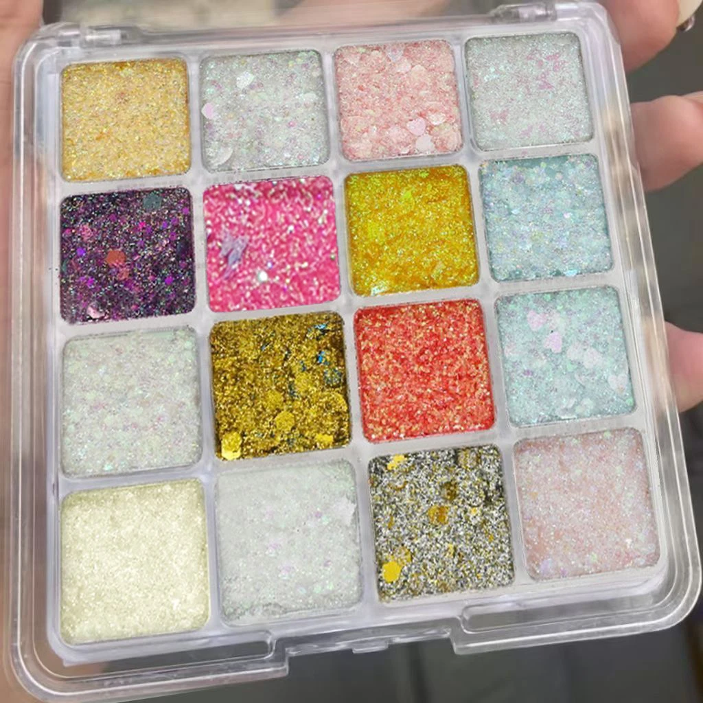 Palette de fards à paupières magiques scintillants de seize couleurs, couleur sol brillante mate perle, spectacle sur scène de fard à paupières de maquillage coréen