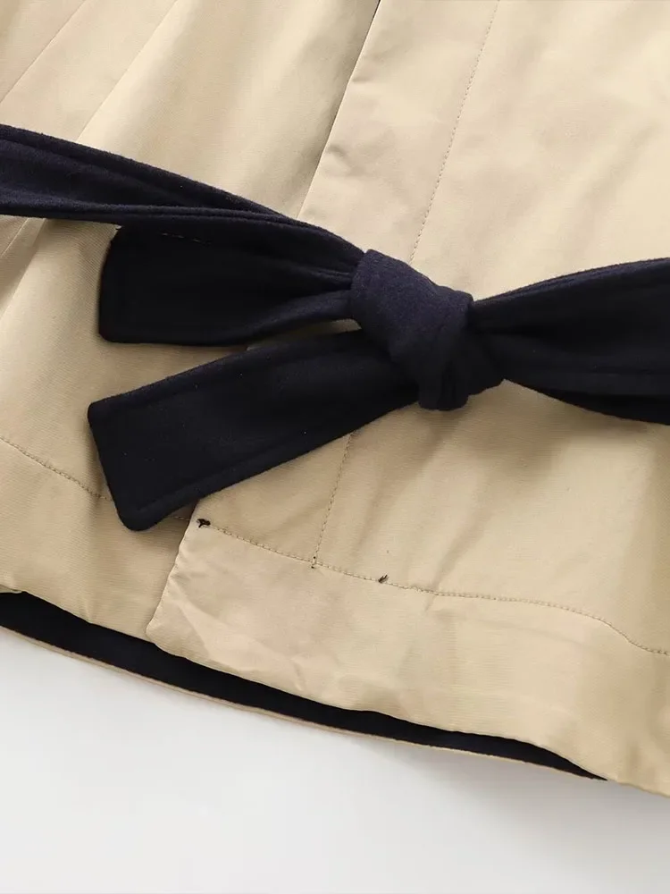 LIBIELIY 2024 유럽과 미국 스타일의 가을 새로운 여성 의류 시리즈 벨트 장식 솔리드 컬러 옷깃 캐주얼 자켓