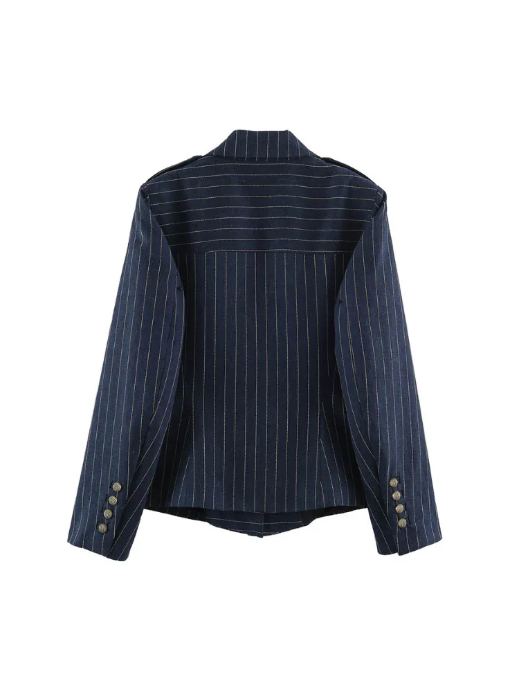 HH Comfortable Fashion Navy Coat Women Spring Autumn Soft Long Sleeve Lapel Relaxed Fit Casual Daily Versatile Outerwear