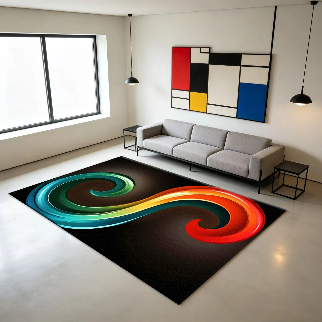 Colorful Swirl Abstract Art Carpet Floor Gradient Paint Texture Non-Slip Floor Carpet Suitable for Home Living Room
