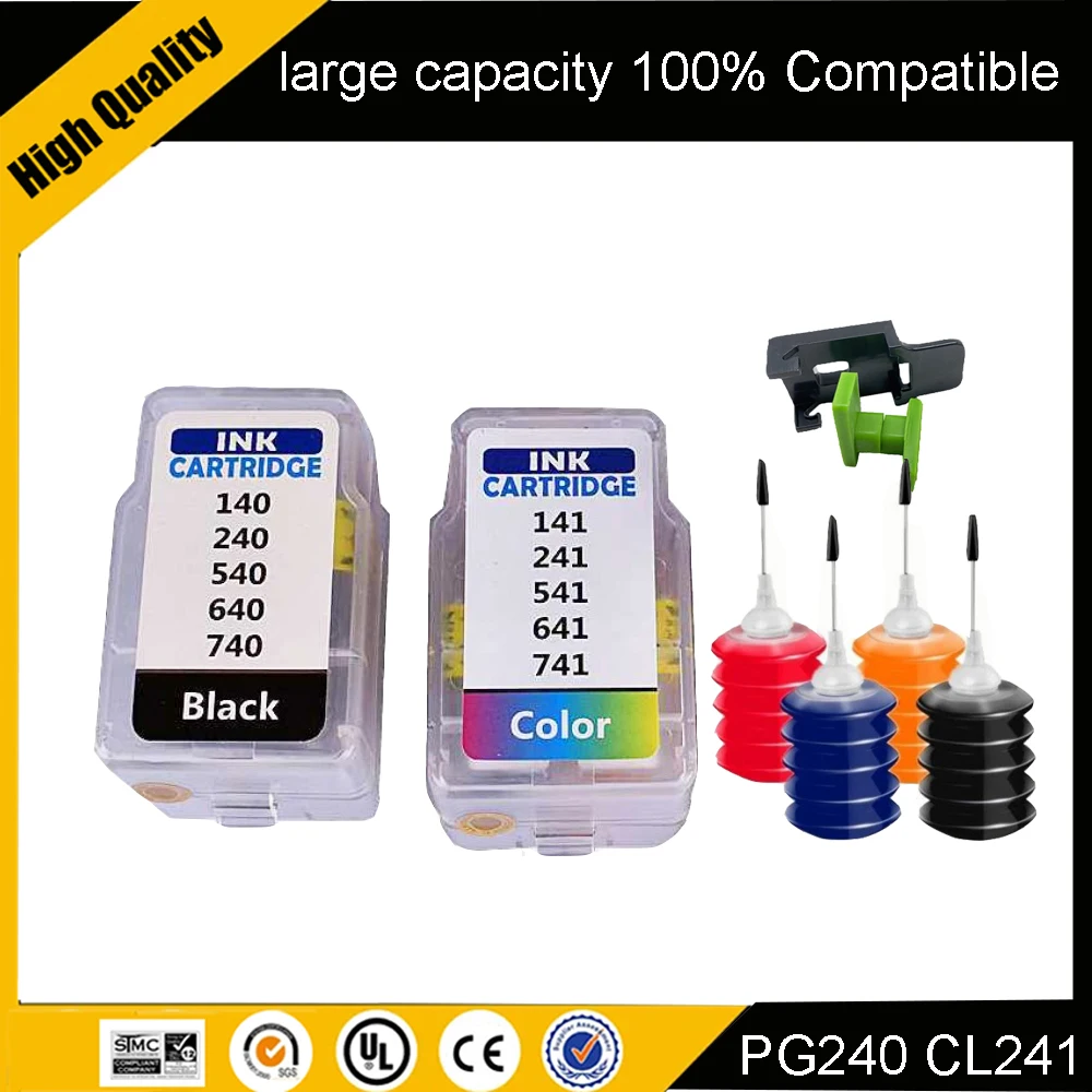 

Smart Cartridge PG240 CL241 Refill Kit for Canon Pixma MG2120 MG2220 MG3120 MG3122 MX372 MX392 MX432 MX439 Cartridge Refill Kit