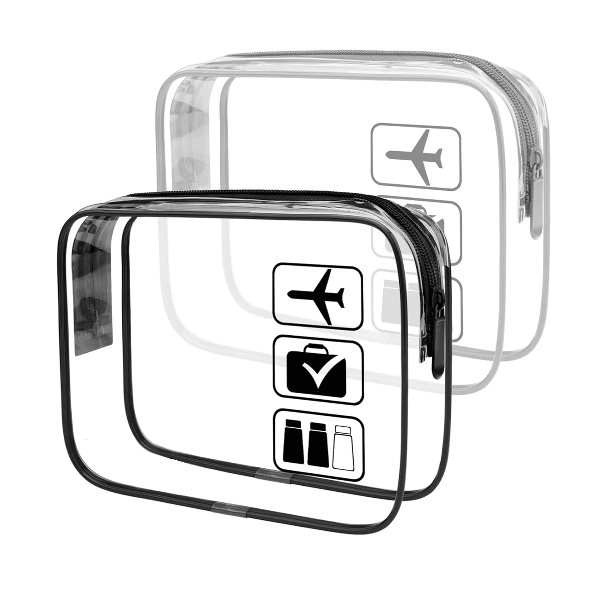Neceser de viaje transparente compatible con TSA, juego de 3 uds., bolsa de cosméticos impermeable, estuche de almacenamiento para llevar en avión, 3 uds.