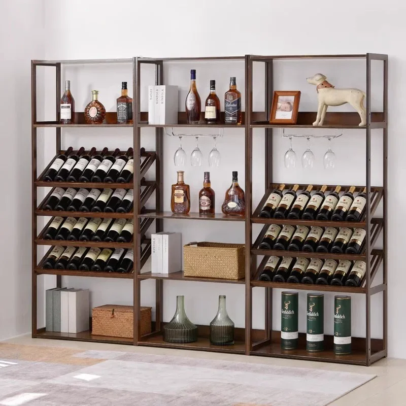 

Holder Bottle Liquor Wine Cabinets Kitchen Shelf Buffet Industrial Retail Wine Rack Cellar Traditional Adega Barzinho Furniture