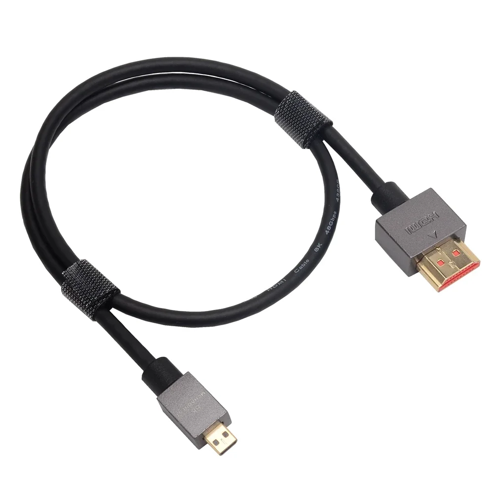 High Speed 8K OD 3.8mm Super Soft Micro HDMI-compatible & Mini HDMI-compatible 2.1V Male Thin Cable Hd Light-weight Portable