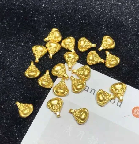 Colgante de Buda de oro puro de 24 quilates, dijes de oro duro 3d, accesorios de joyería