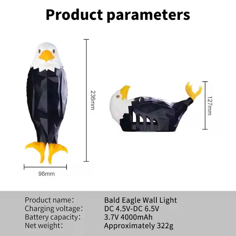 Bald Eagle Настольный/настенный светильник Hawk Light с питанием от переменного тока 85-265 В для украшения дома Гостиная Фойе Кабинет Спальня Тумбочка Светильники