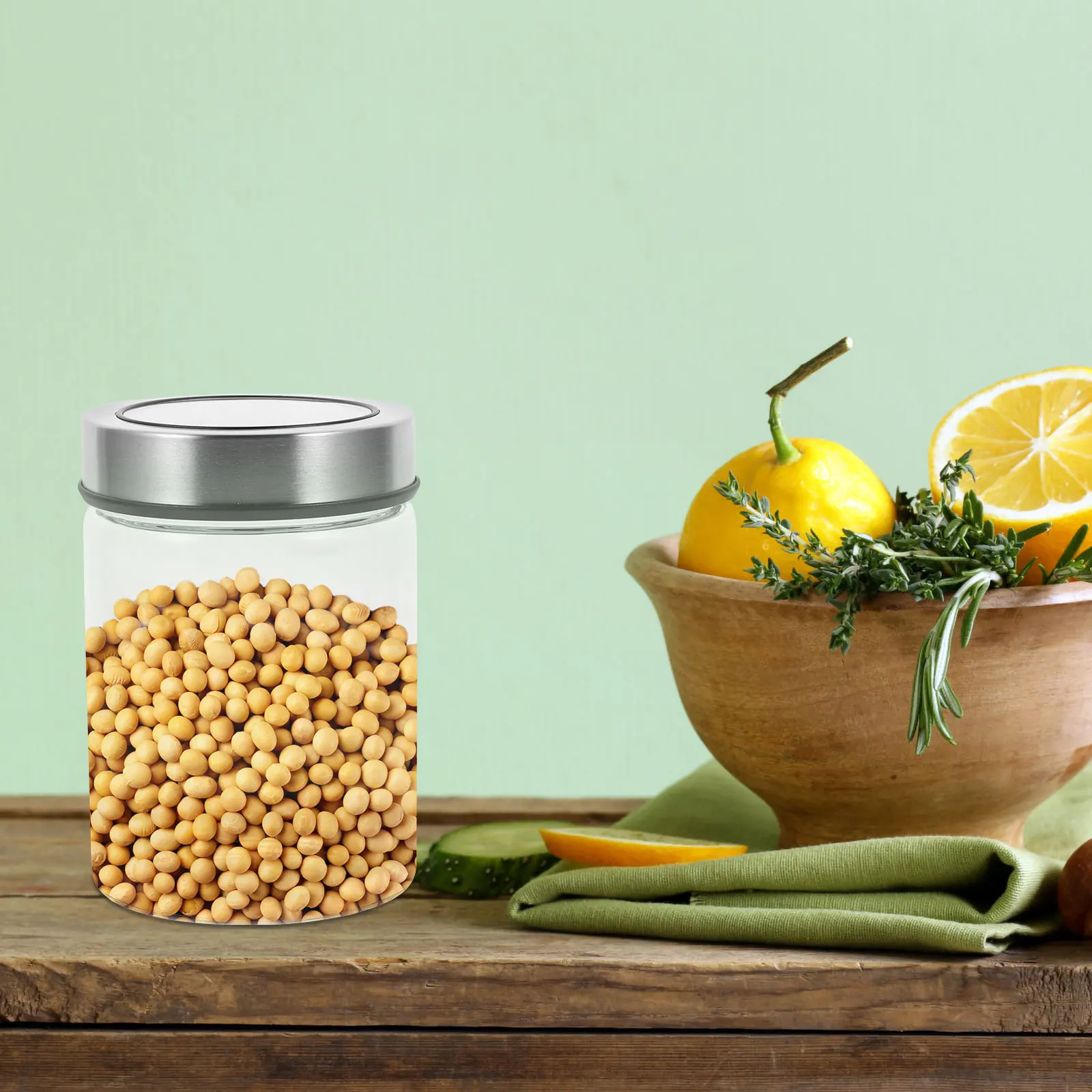 

1Pcs Glass Sealing Jar Household Kitchen Storage Bottle Heat Cold Resistant Explosion-Proof Transparent Food Container for Dry