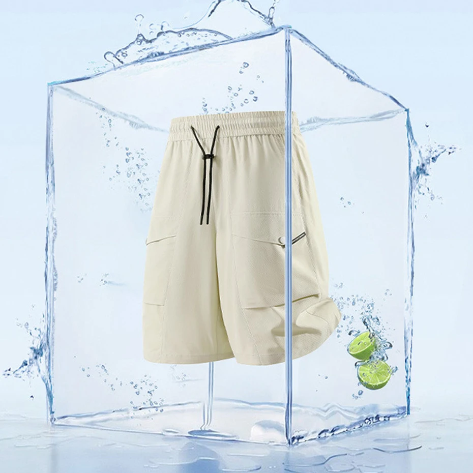 9XL Plus Size Summer Running Shorts Men Cool Shorts Summer Breathable Short Pants Male Fashion Casual Elastic Waist Shorts Black