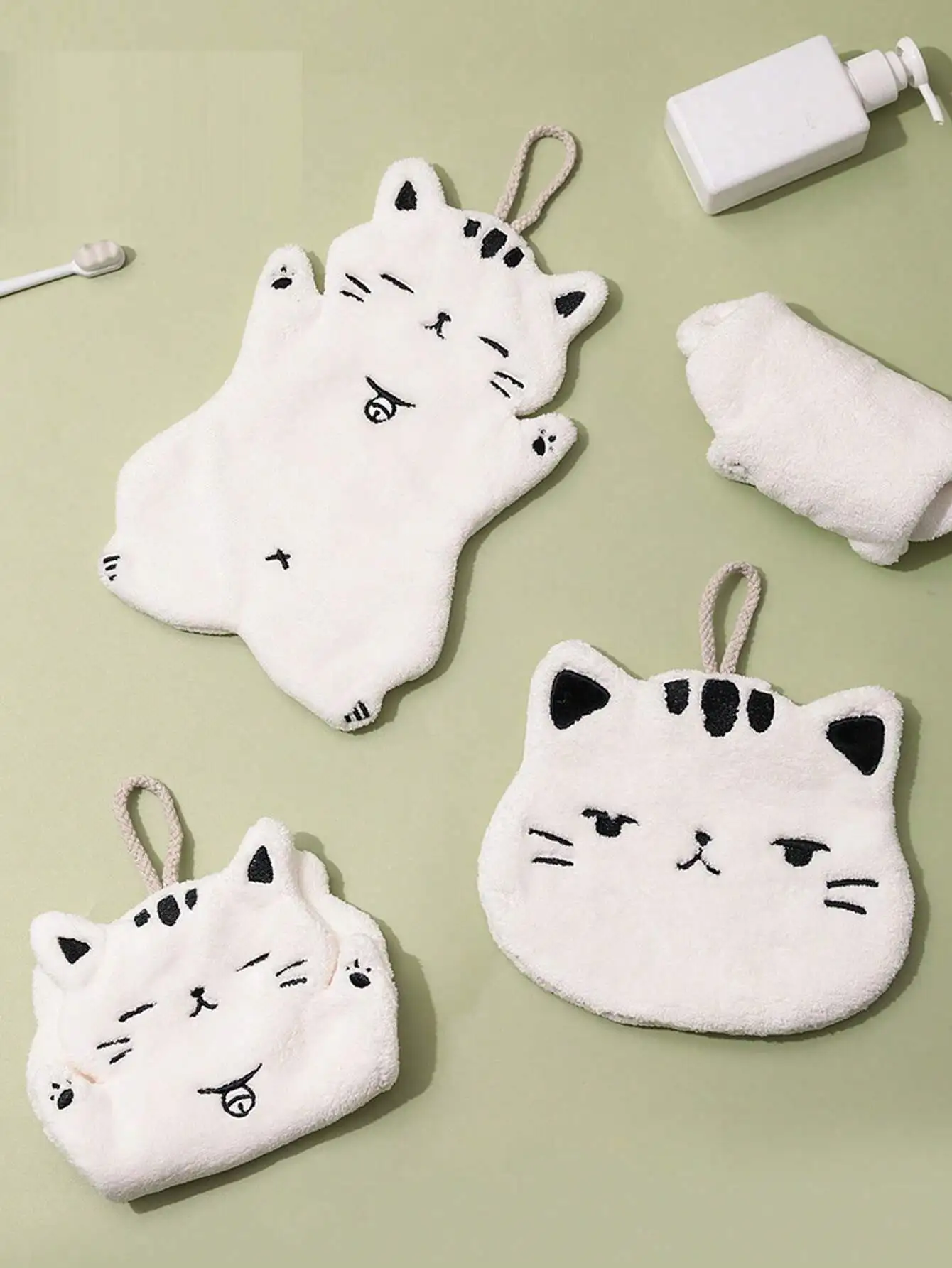 1 قطعة الصوف المرجاني ماصة لطيف القط تصميم معلقة منشفة اليد مناسبة للحمام والمطبخ غير تساقط منشفة صغيرة ل هان