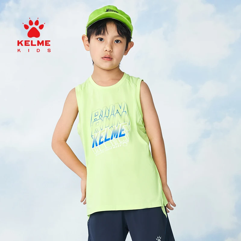 

KELME KIDS Boys Knitted Vest Summer Sports Thin Section Middle And Big Children's Bottoming Sleeveless Top 5225BX3018