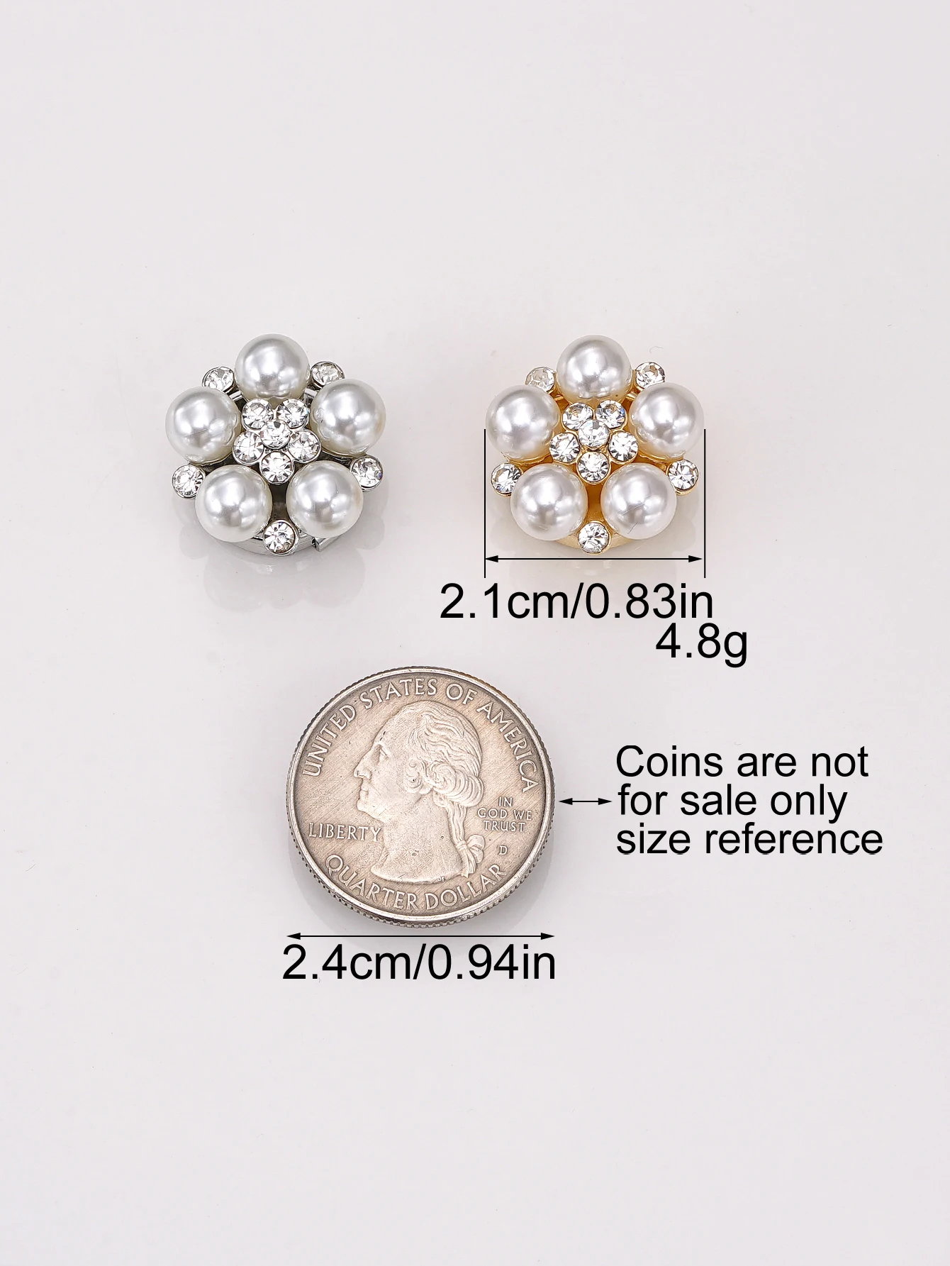 1/2/4pcs Rhinestone Cufflinks Luxury Button Cover Shirt Button Clip for Women Dresses Decorative Buttons Bling Cuff Links