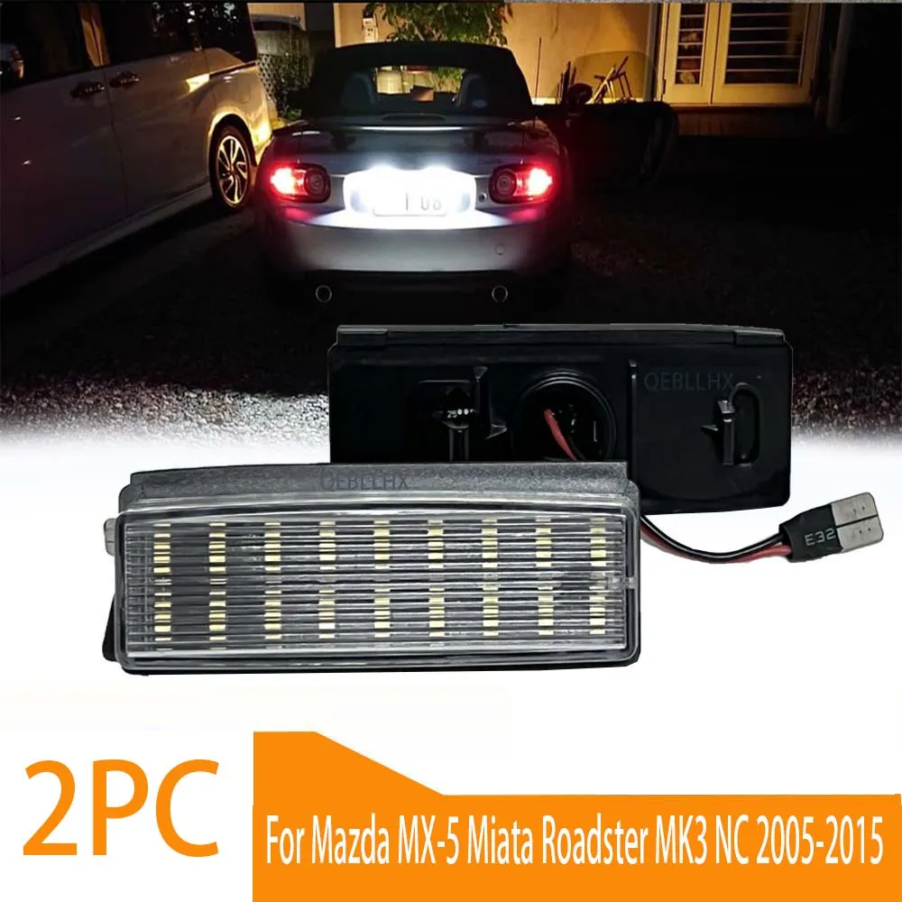 

2pc For Mazda MX-5 Miata Roadster MK3 NC 2005-2015 LED License Number Plate Light Bulb Lamp 6000K Xenon White