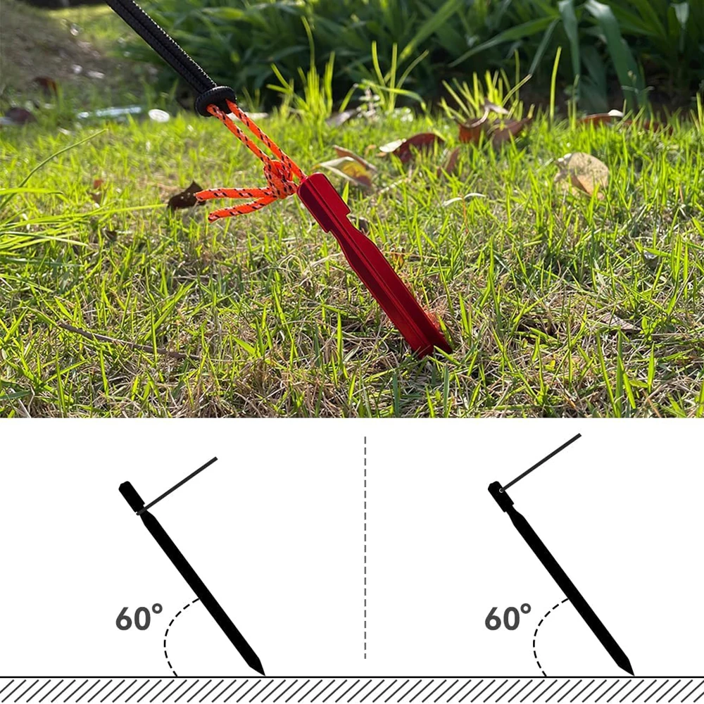 6 Stück 23cm Aluminiumlegierung Zeltnägel, Zeltstifte für Garten, Pavillon, Camping, Wandern, Zeltzubehör zur Befestigung von Überdachungen – Detail 3