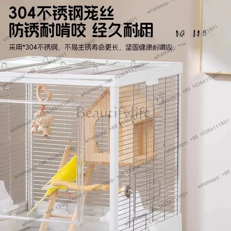 Bird cage parrot cage large villa Xuanfeng Peony Little Sun Home New stainless steel horizontal silk ecological bird cage
