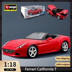 1:18 Bburago Ferrari California T Sports Convertible Car Diecast Model Edition Alloy Luxury Vehicle Model Statue Toy Kids Gifts