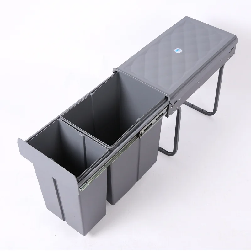 Built-in Kitchen Trash Bin with Hidden 10L+20L Pull-Out Dampened Lid for Easy Cleaning