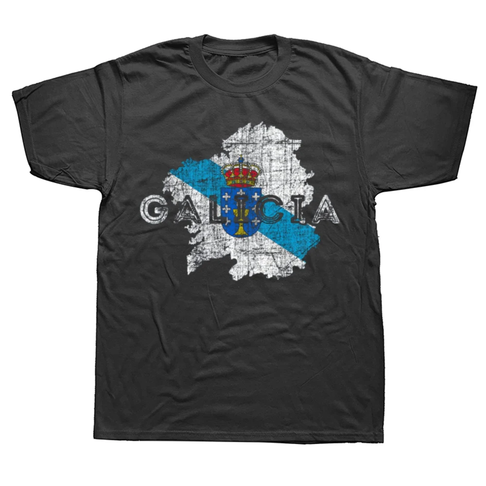 Mens Clothing Funny Galician Map and Flag Galicia T Shirts Graphic Streetwear Short Sleeve Birthday Gifts Summer Style T-shirt