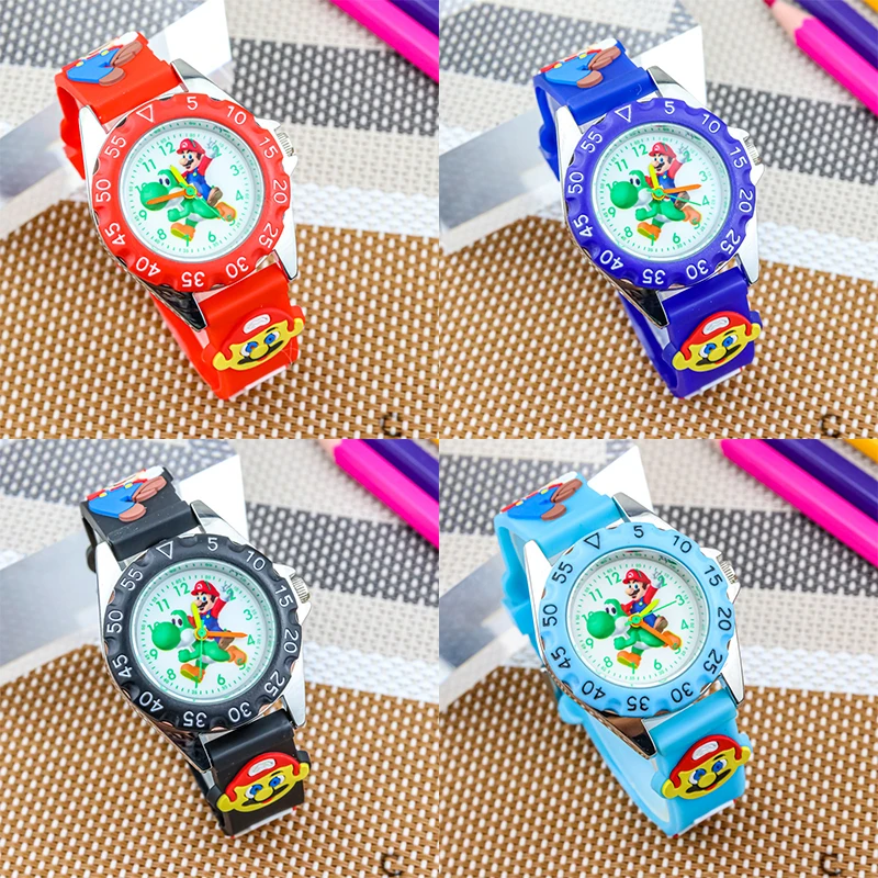 Anime Super Marios Bros orologi luminosi per bambini figura Anime Luigi Cosplay orologio elettronico al quarzo bambini regali di compleanno