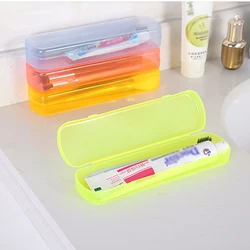 Bathroom Accessories Portable Outdoor Travel Toothbrush Toothpaste Storage Box Cover Case Transparent Candy Color