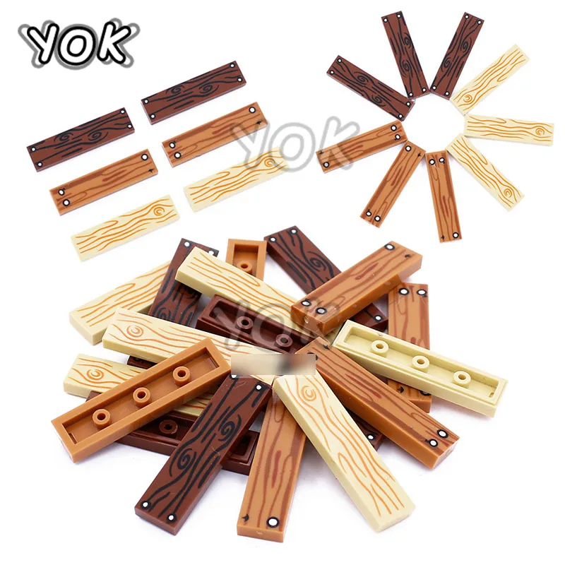 Stad Moc Accessoires 1*4 Floor Houten Grain Gedrukt Tegels Bouwstenen Diy Patroon Board Houten Muur Bricks Speelgoed voor Kids Gift