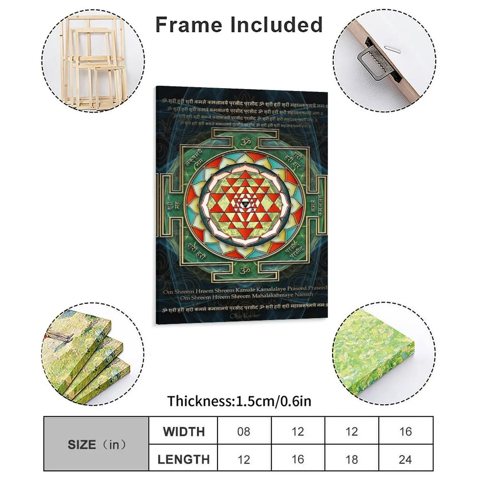 Maha Lakshmi Mantra Shri Yantra Wealth Giving Canvas Paintings Wall Cave Bar Cave Classic Framed Wall Paintings view 2