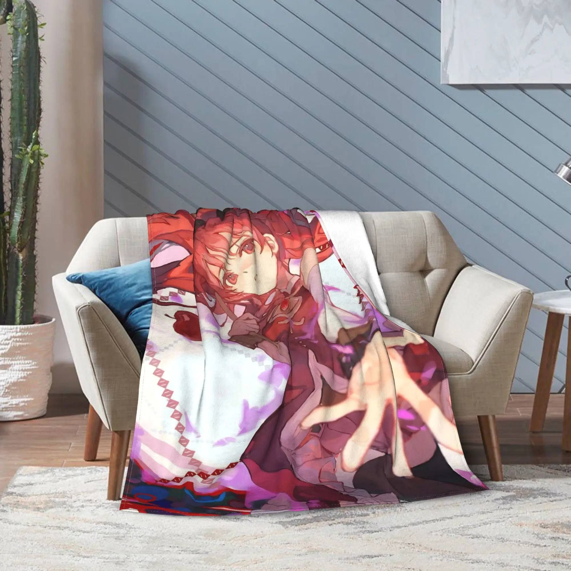 Puella Magi Madoka Magica بطانيات محبوكة الصوف لطيف كيوكو ساكورا الدافئة رمي البطانيات للطائرة سرير سفر البساط