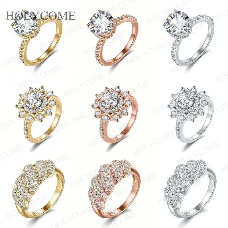 925 Sterling Silver Moissanite Ring Multiple Styles D Color With GRA VVS1 Wedding Ring Bandal Set Gold Plated Jewelry For Women
