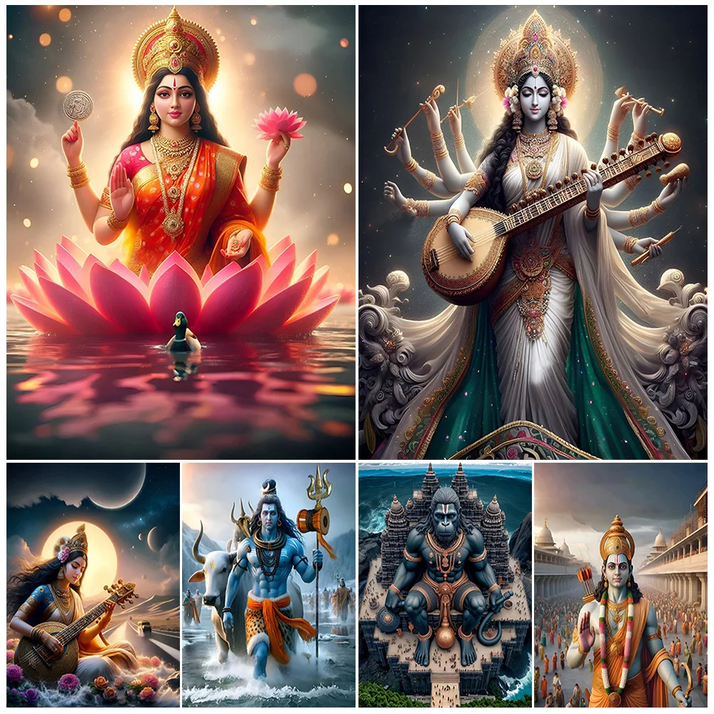 

Religion Hinduism Ganesha Kali Goddess Shiva Vishnu Wall Pictures For Living Room Poster Wall Art Canvas Painting Unframed