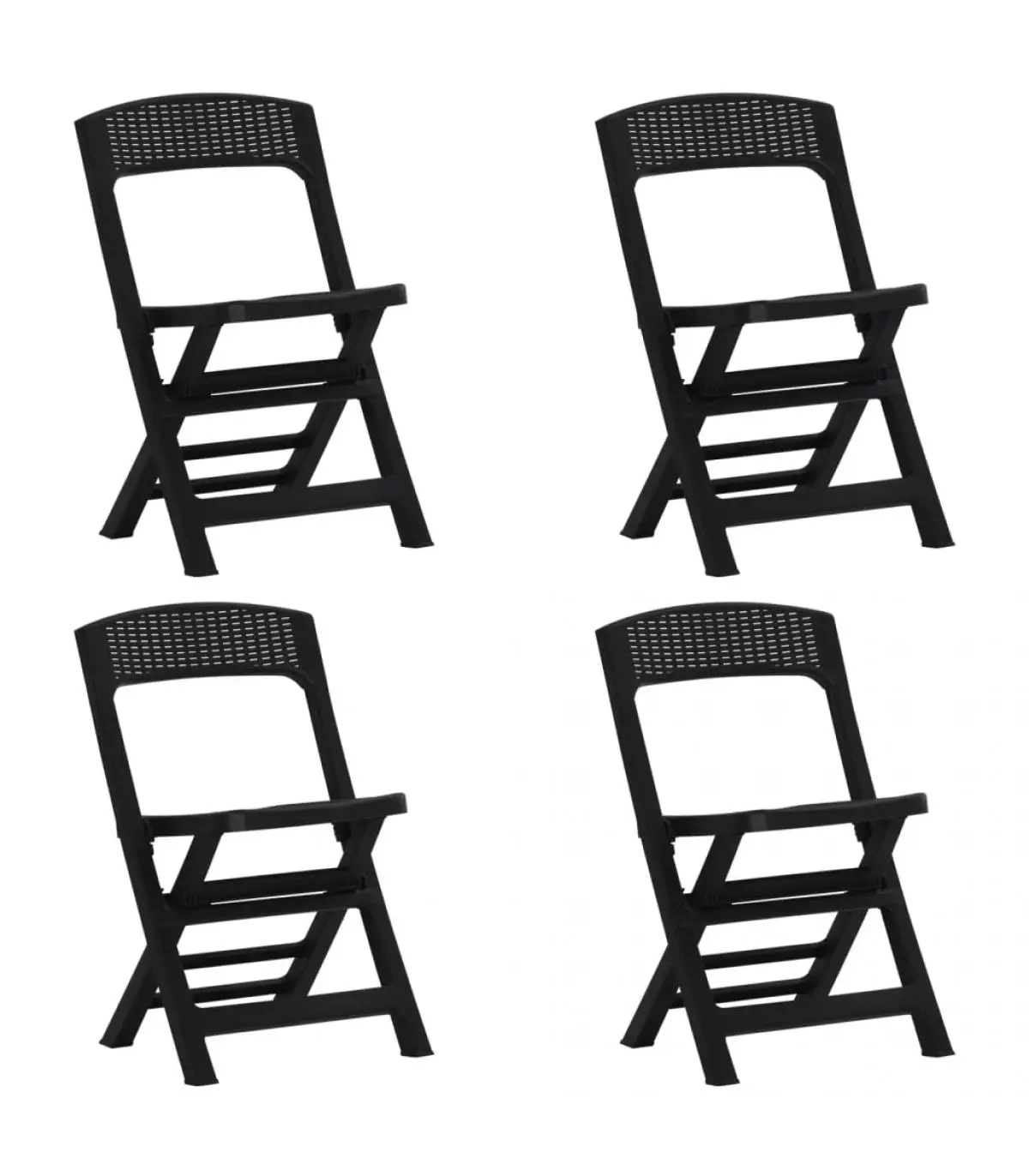 Garden chairs garden folding chairs 4 PCs PP gray anthracite