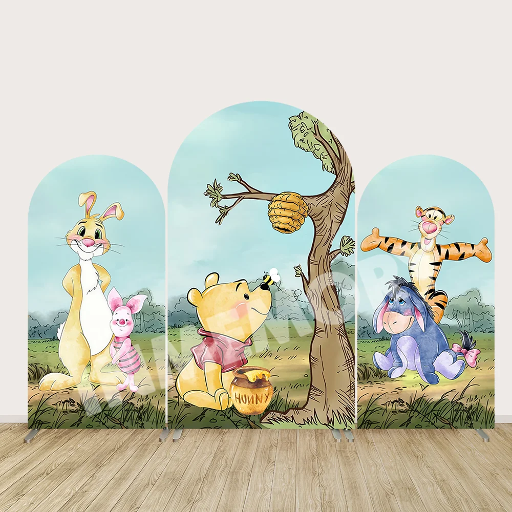 ديزني ويني ذا بوه عيد ميلاد قوس خلفية غطاء خنزير صغير تيجر استحمام الطفل الطرف الديكور لوحات الحائط الخلفية المقوسة