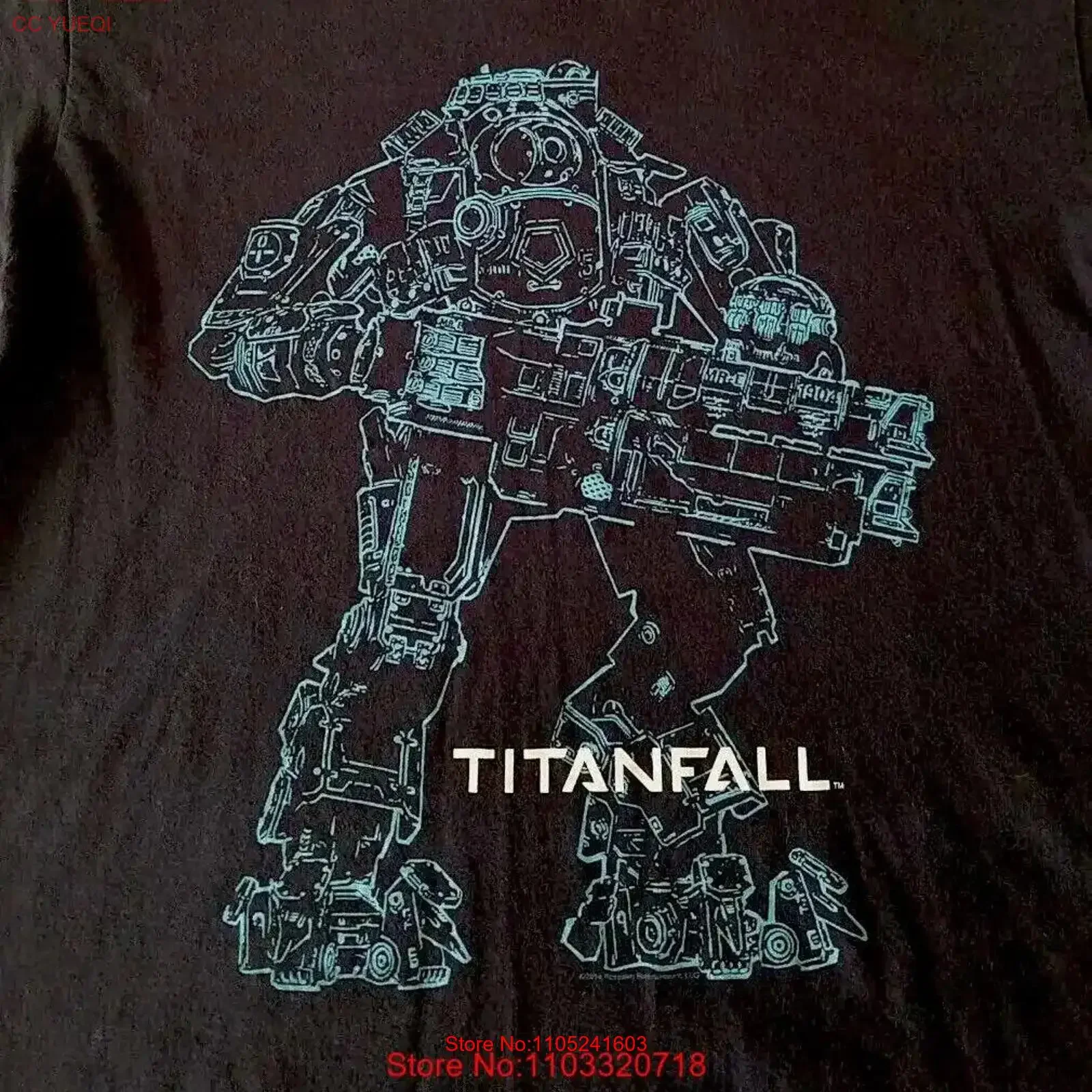 TITANFALL Camiseta L Soot Crate Azul Marino Gamer Videojuego vintage Lavado ropa de diseñador de moda Estirado Cómodo Elegante