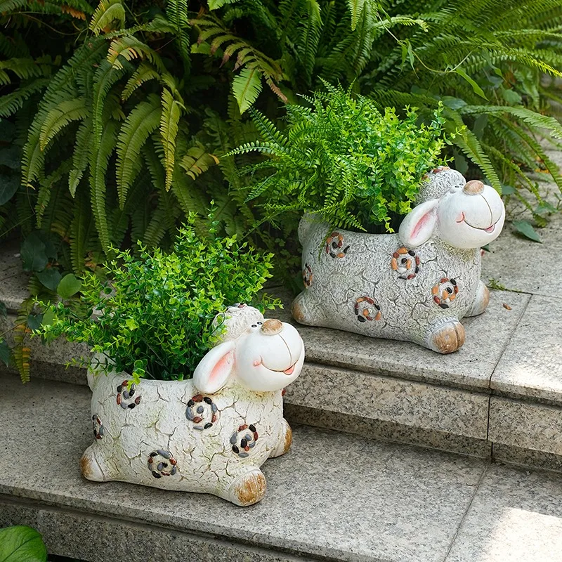 Stone sheep flower pot flower pot garden homestay yard balcony landscaping arrangement courtyard decoration outdoor garden ornam
