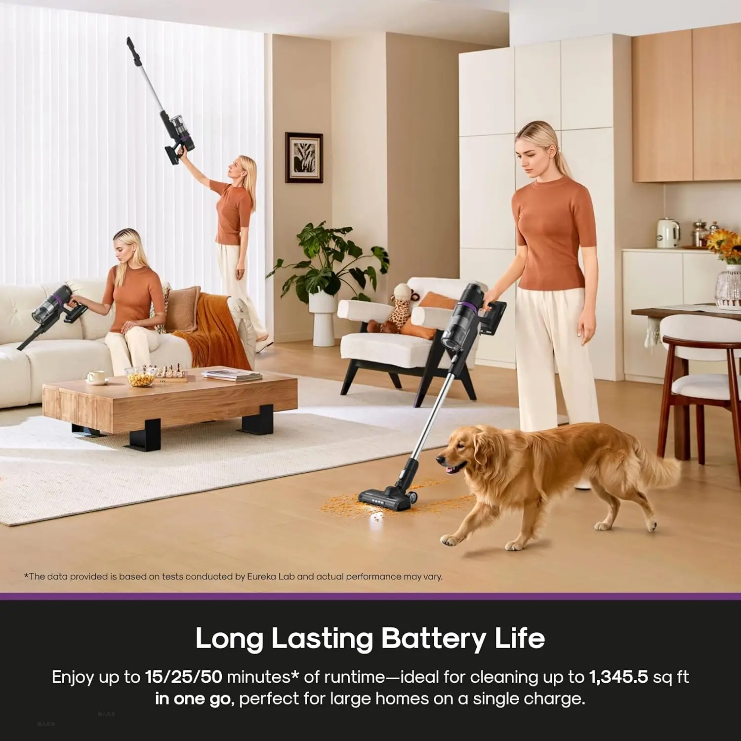 Draadloze stofzuiger Lichtgewicht, Stick Vacuum Oplaadbaar voor hardhout, dierenharen, zwart, ReactiClean 410