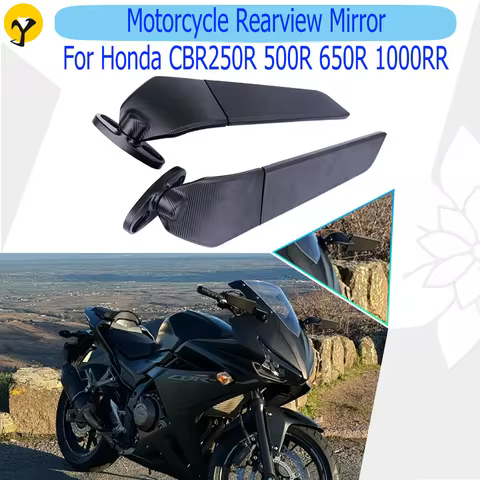 For Honda CBR250R CBR300R CBR500R CBR600RR CBR650R CBR1000RR Motorcycle Mirror Modified Wind Wing Rotating Rearview Mirror
